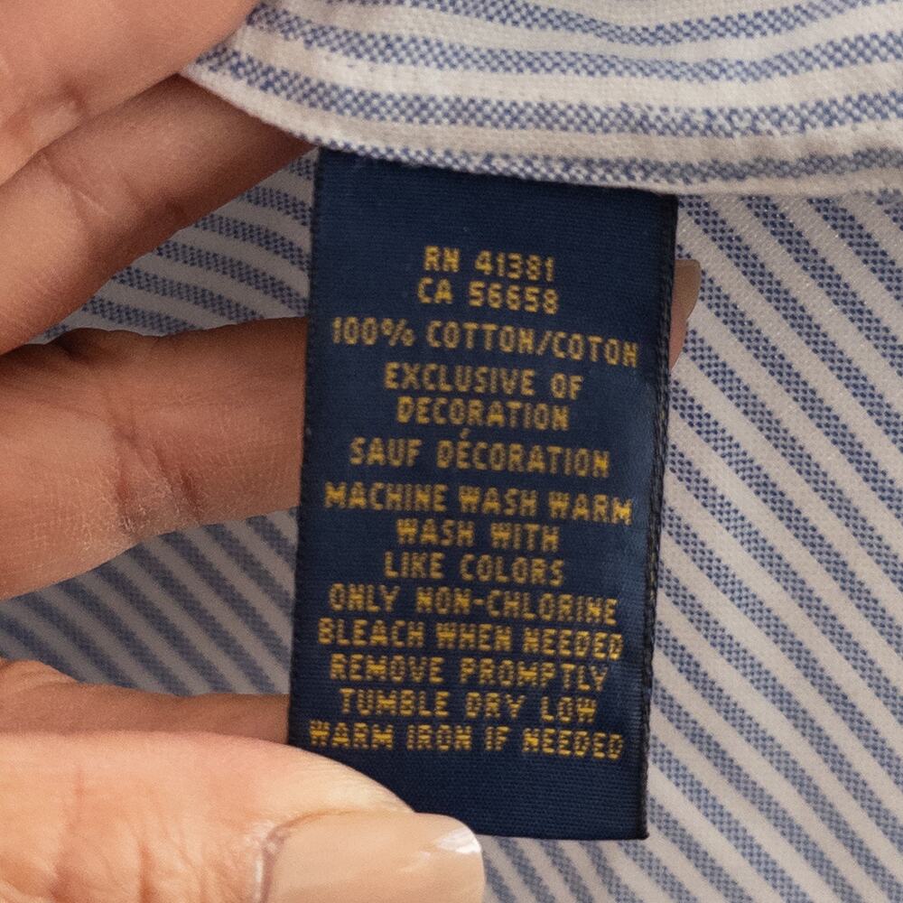 Ralph Lauren Button Down Shirt Striped Blue and White Size Large - Picture 6 of 8